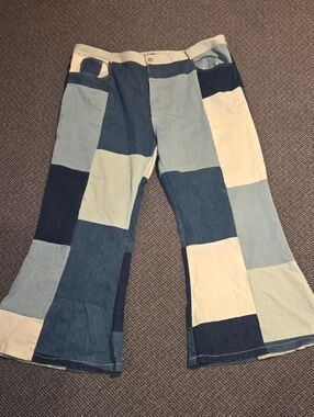 Shop Tunnelvision Patchwork Flared Denim Jeans